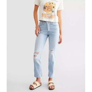 Levi's Women's Wedgie Straight Jeans Light Wash Distressed Size 30
